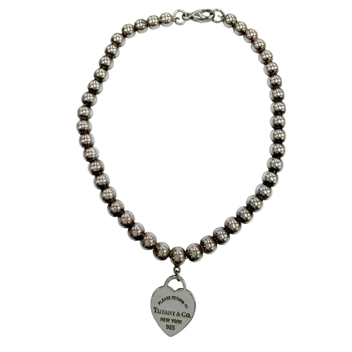 Excellent TIFFANY&Co. bracelet Mini Heart Tag Bead Bracelet Silver 925 Women