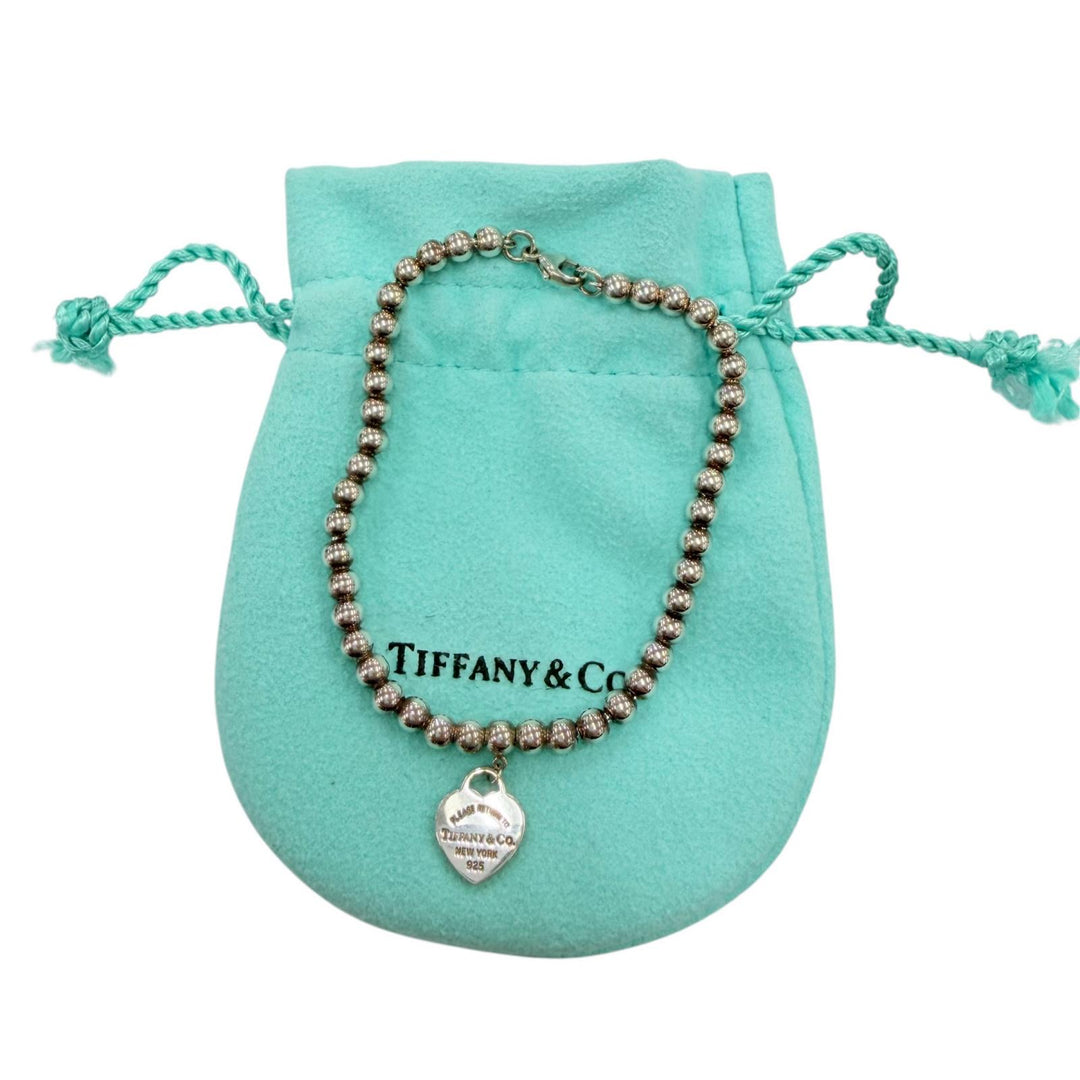 Excellent TIFFANY&Co. bracelet Mini Heart Tag Bead Bracelet Silver 925 Women