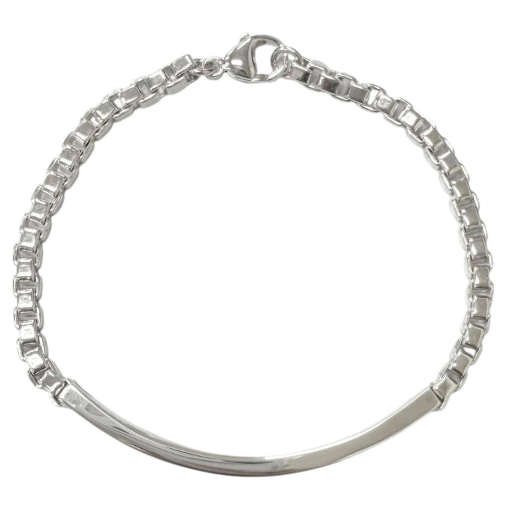 Excellent TIFFANY&Co. Venetian Link ID Bracelet Silver AG925 mens