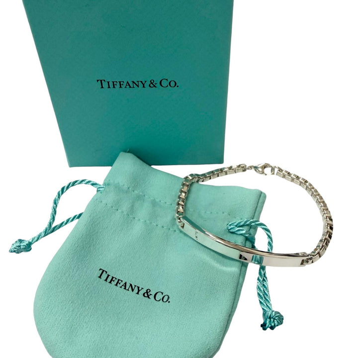 Excellent TIFFANY&Co. Venetian Link ID Bracelet Silver AG925 mens