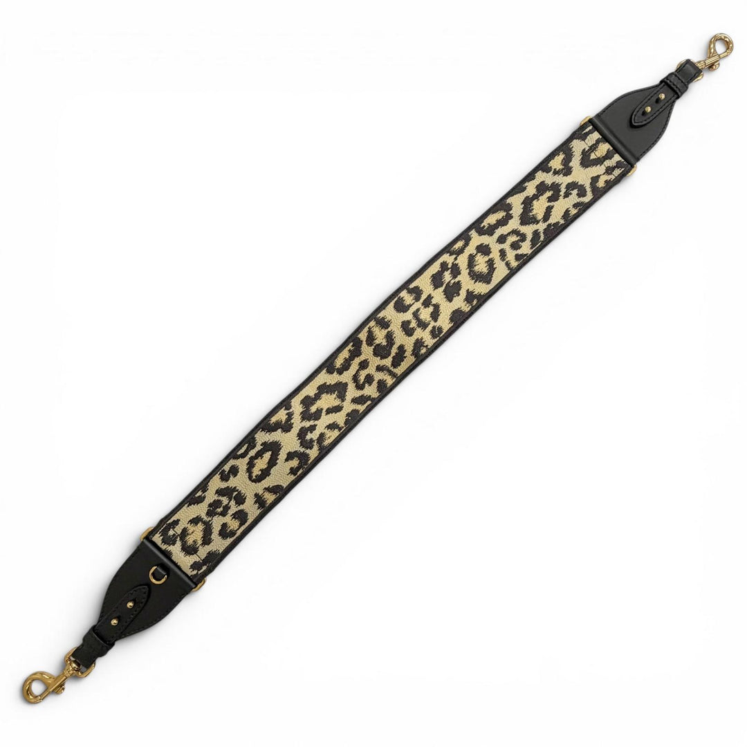 Great Christian Dior Shoulder strap Logo Leopard Pattern Beige canvas Women