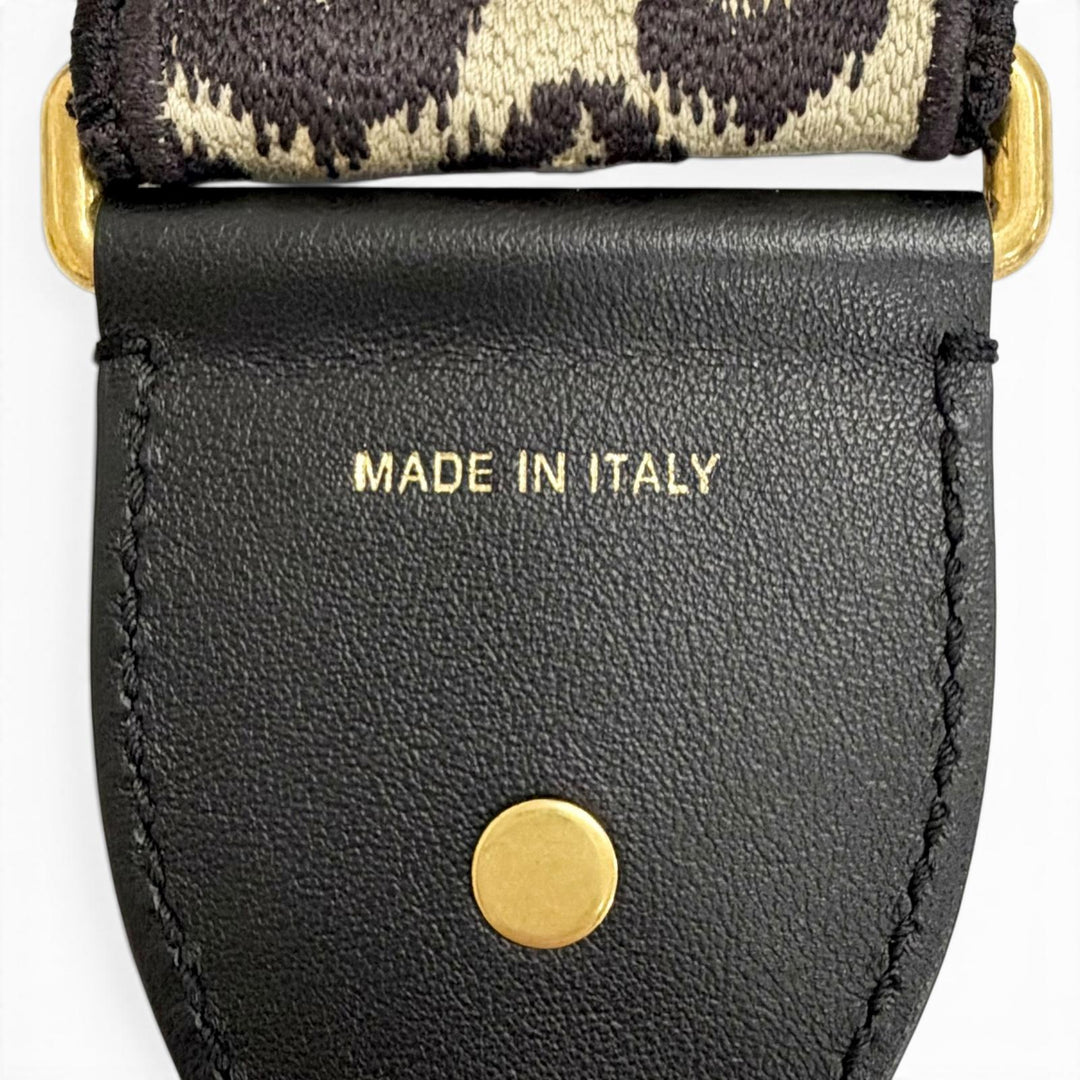 Great Christian Dior Shoulder strap Logo Leopard Pattern Beige canvas Women