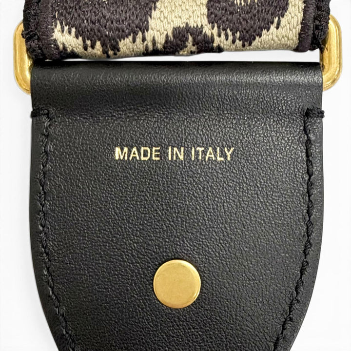 Great Christian Dior Shoulder strap Logo Leopard Pattern Beige canvas Women