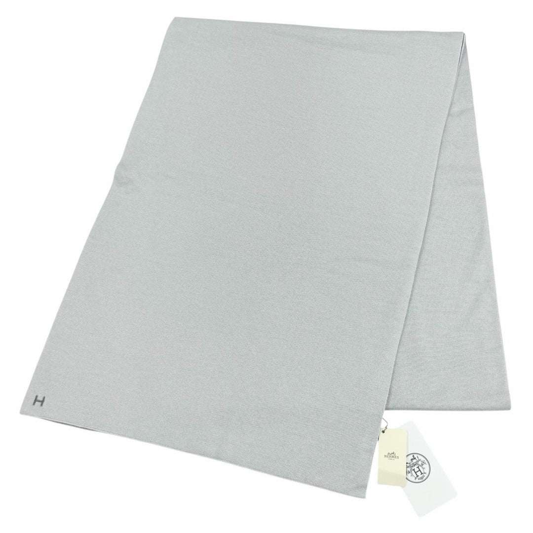 Pristine HERMES Scarf Allertour H logo gray cashmere Women