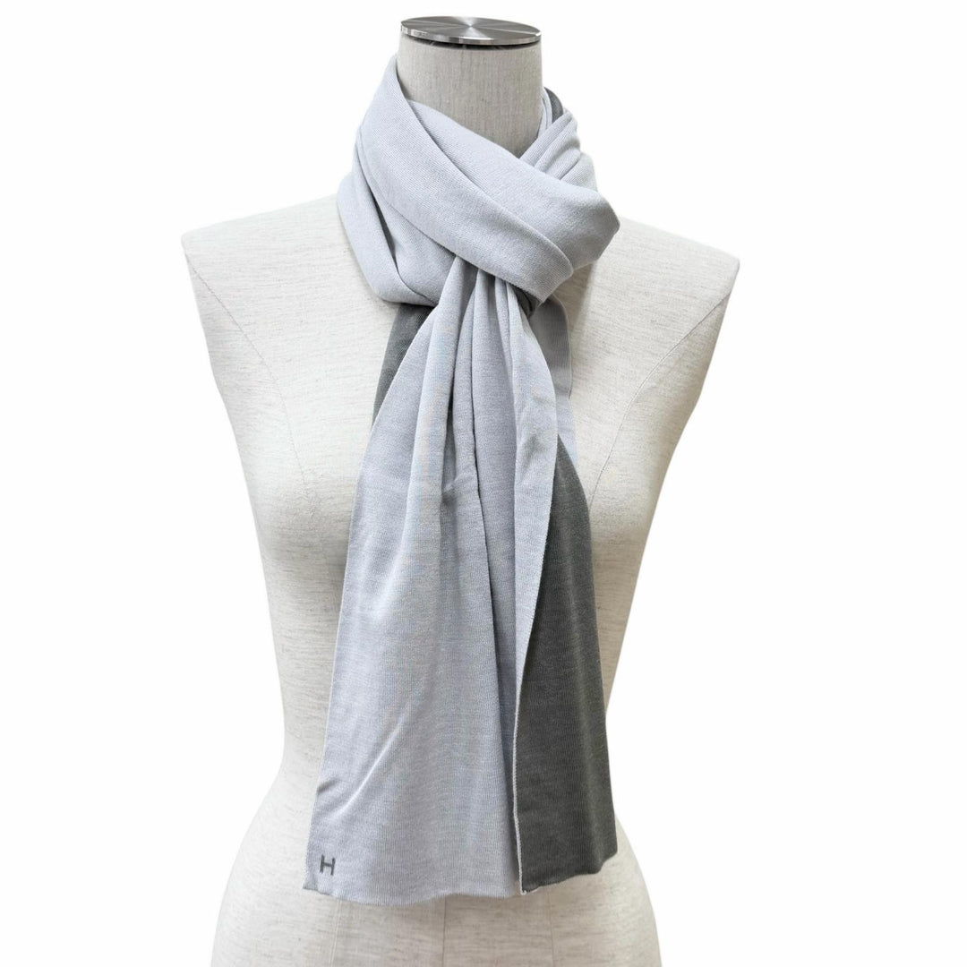 Pristine HERMES Scarf Allertour H logo gray cashmere Women