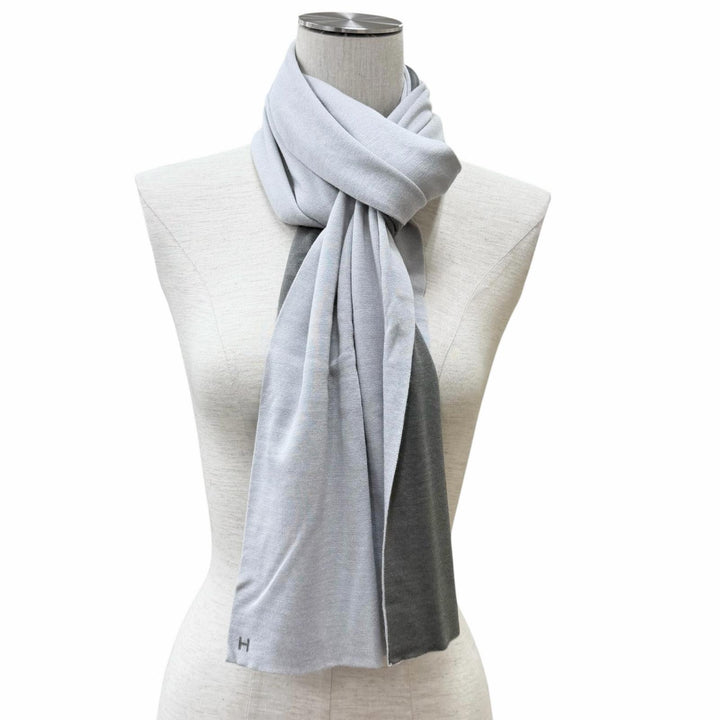 Pristine HERMES Scarf Allertour H logo gray cashmere Women
