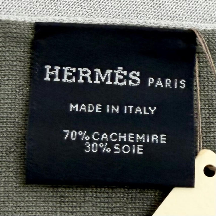 Pristine HERMES Scarf Allertour H logo gray cashmere Women