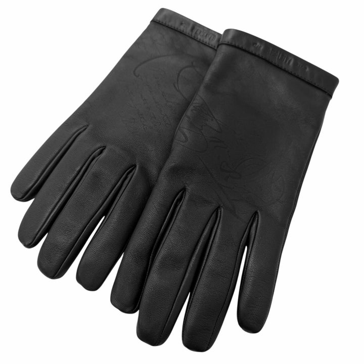 Excellent BERLUTI gloves Calligraphy script black Sheep leather mens 8