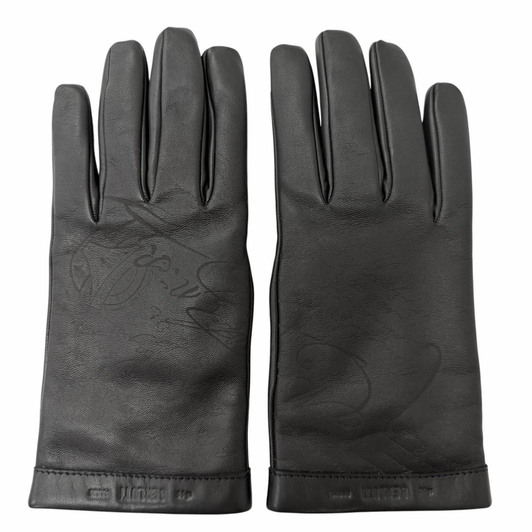 Excellent BERLUTI gloves Calligraphy script black Sheep leather mens 8
