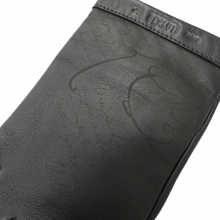 Excellent BERLUTI gloves Calligraphy script black Sheep leather mens 8
