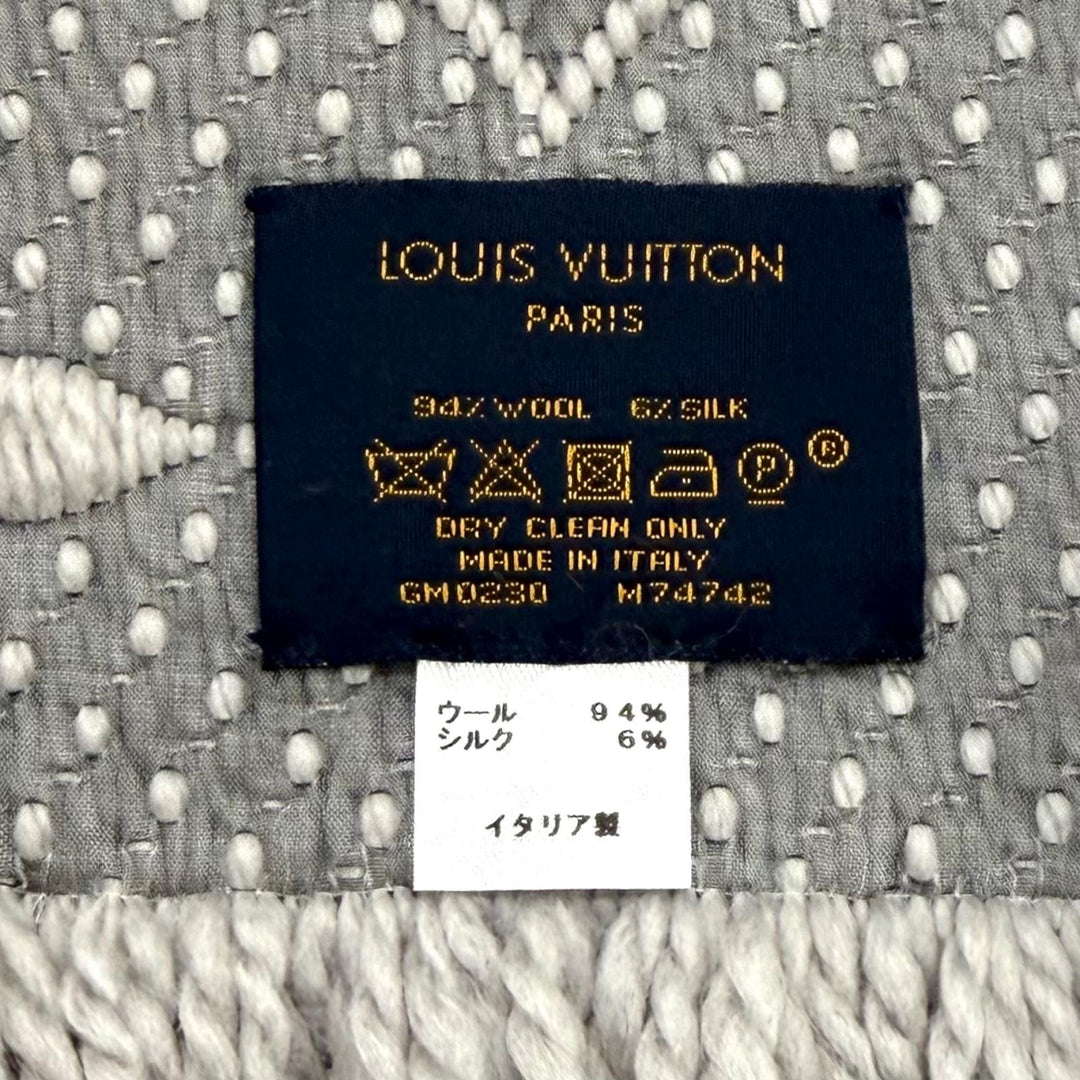 Great LOUIS VUITTON Scarf Escalp Logo Mania fringe wool Women M74742