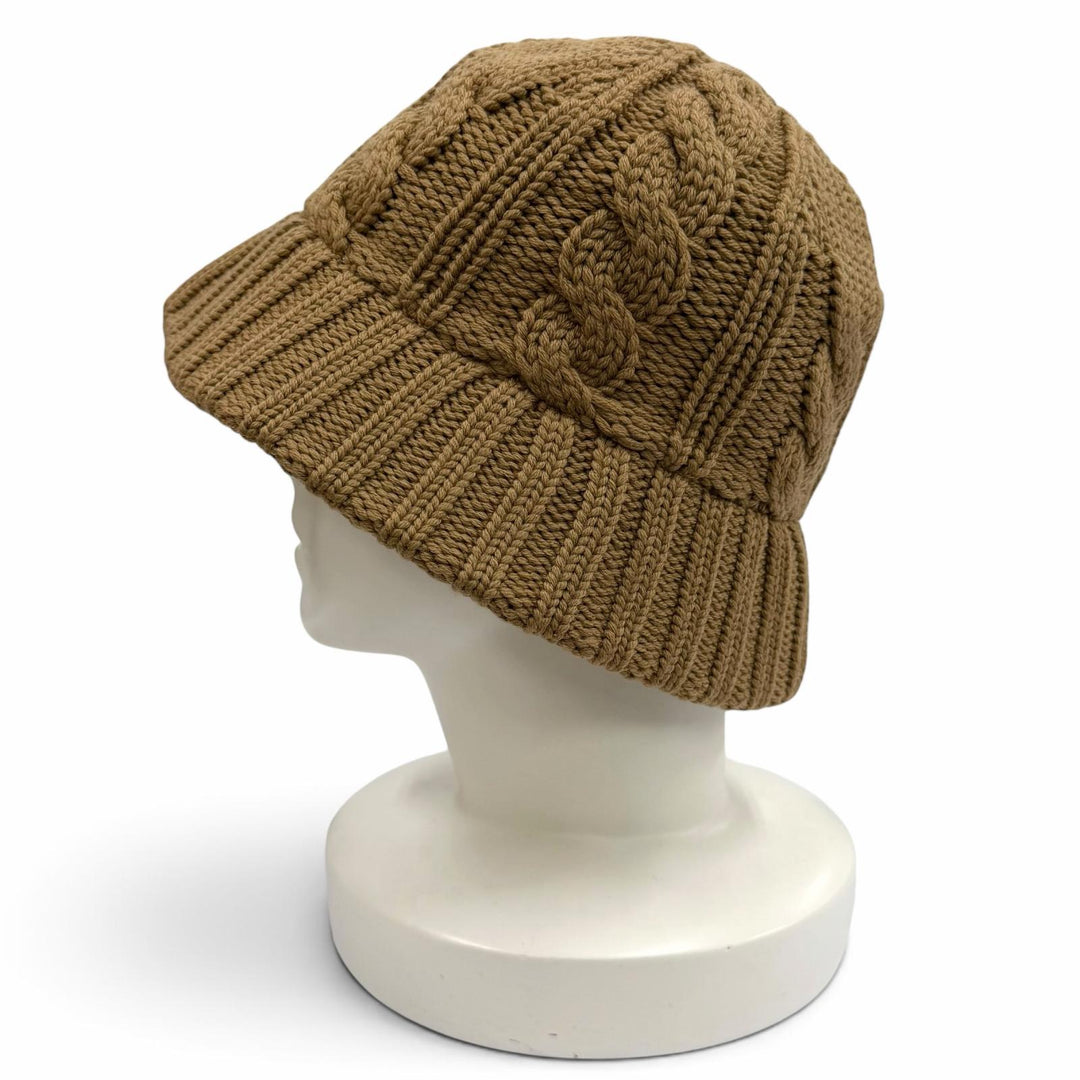 Great PRADA hat Wool Bucket Hat Triangle logo cable knit Virgin wool M 1HC338