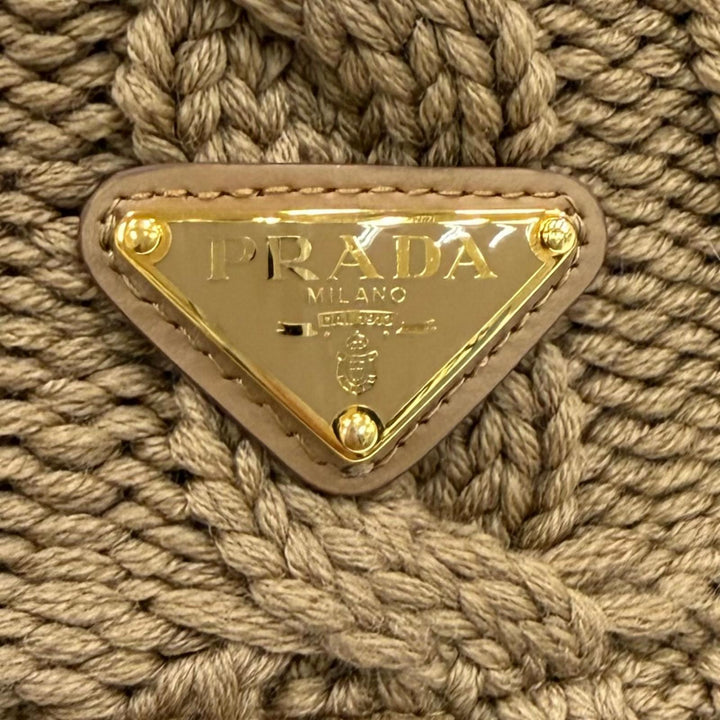 Great PRADA hat Wool Bucket Hat Triangle logo cable knit Virgin wool M 1HC338