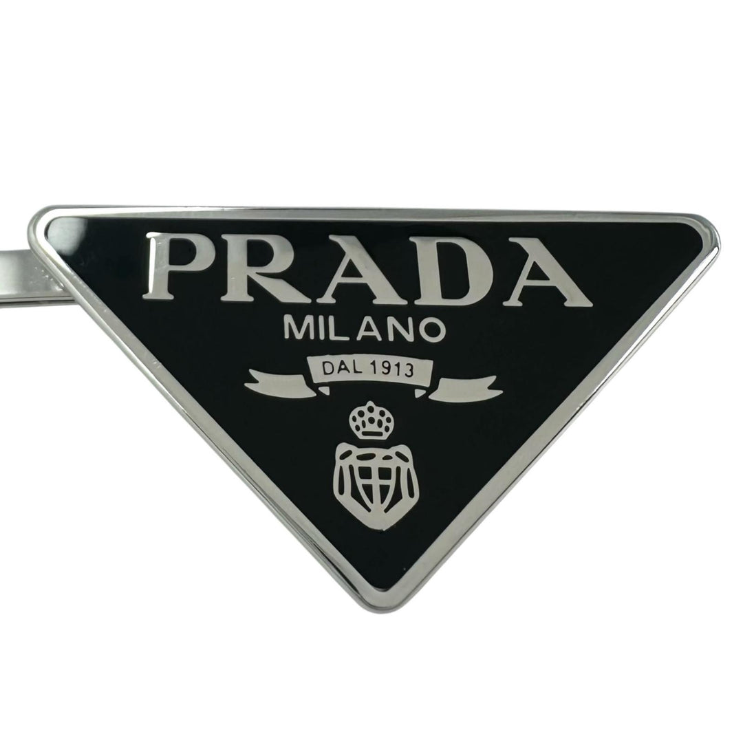 Excellent PRADA hairpin Triangle Logo (Set of 2) black metal Women 1IF051
