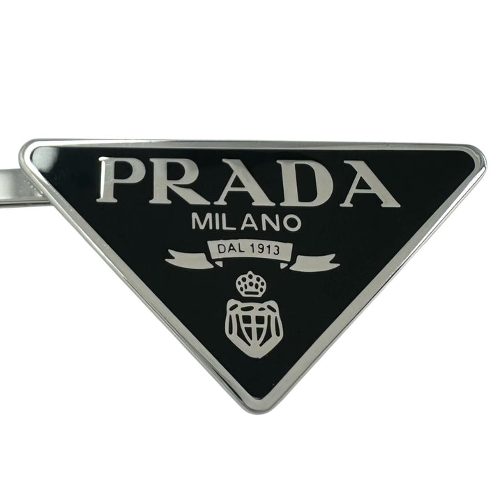Excellent PRADA hairpin Triangle Logo (Set of 2) black metal Women 1IF051