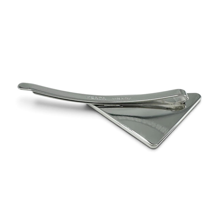 Excellent PRADA hairpin Triangle Logo (Set of 2) black metal Women 1IF051