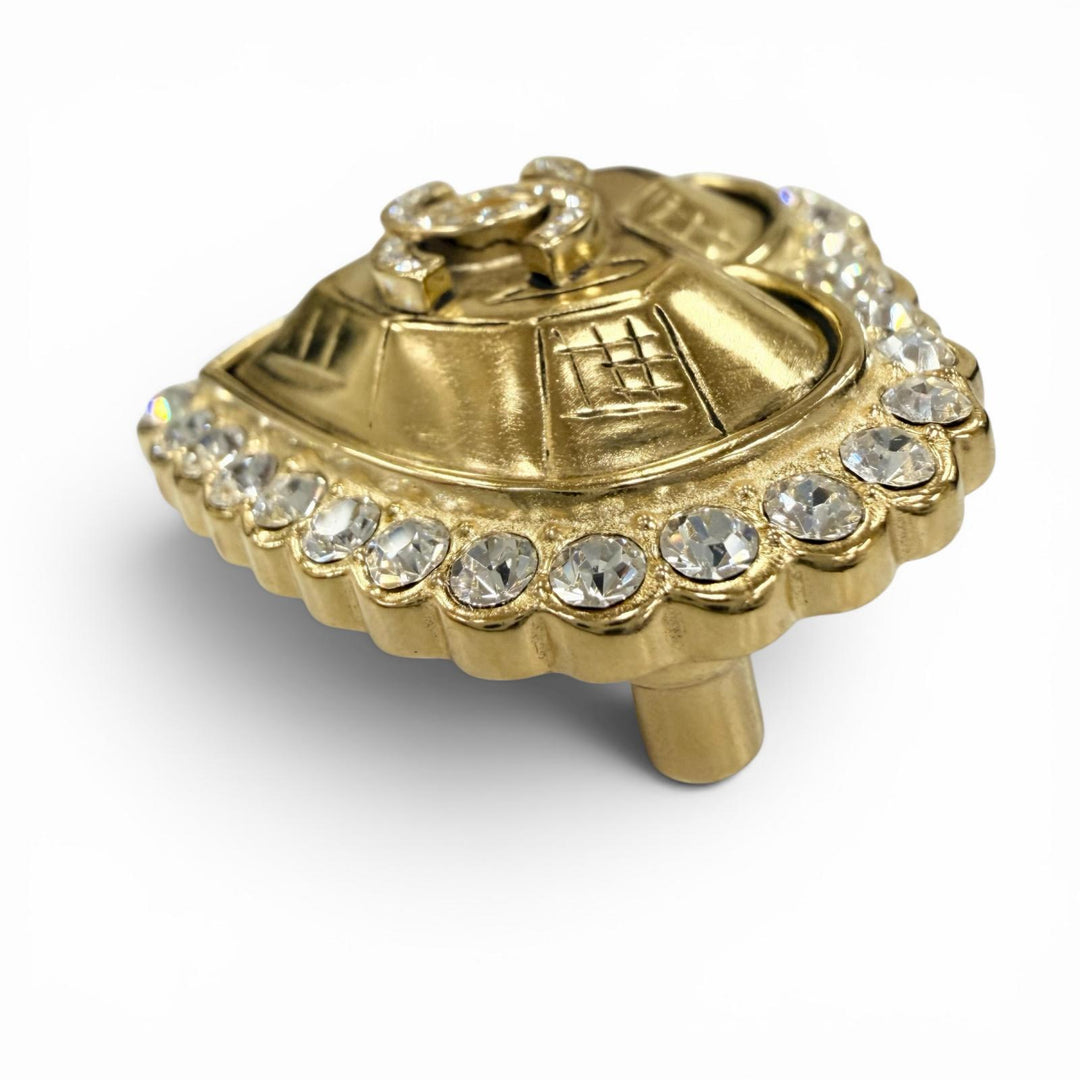 Excellent CHANEL Brooch COCO Mark Heart Rhinestone gold Women L25K