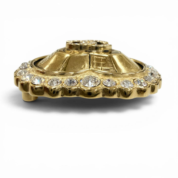 Excellent CHANEL Brooch COCO Mark Heart Rhinestone gold Women L25K