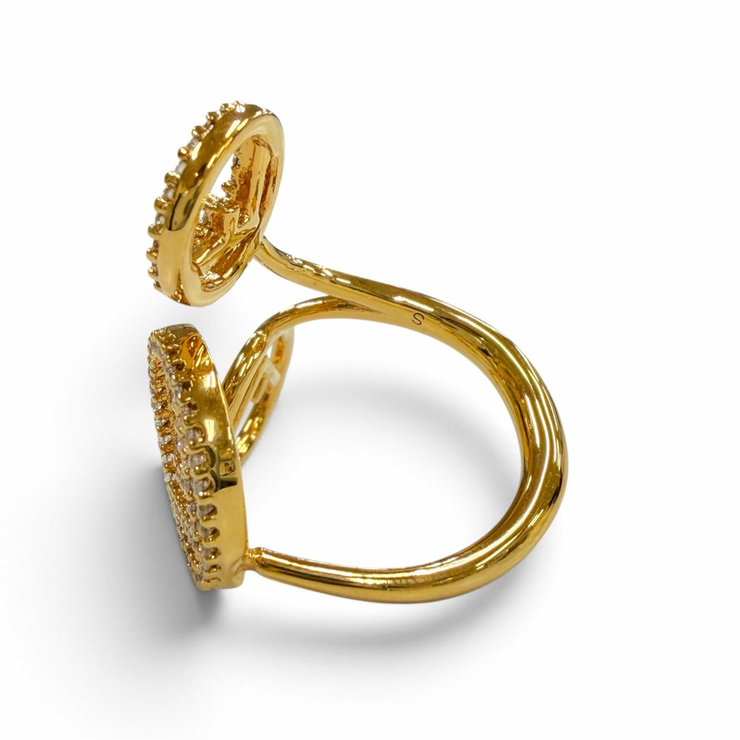 Excellent FENDI Ring ring F is Fendi gold Rhinestone Women S