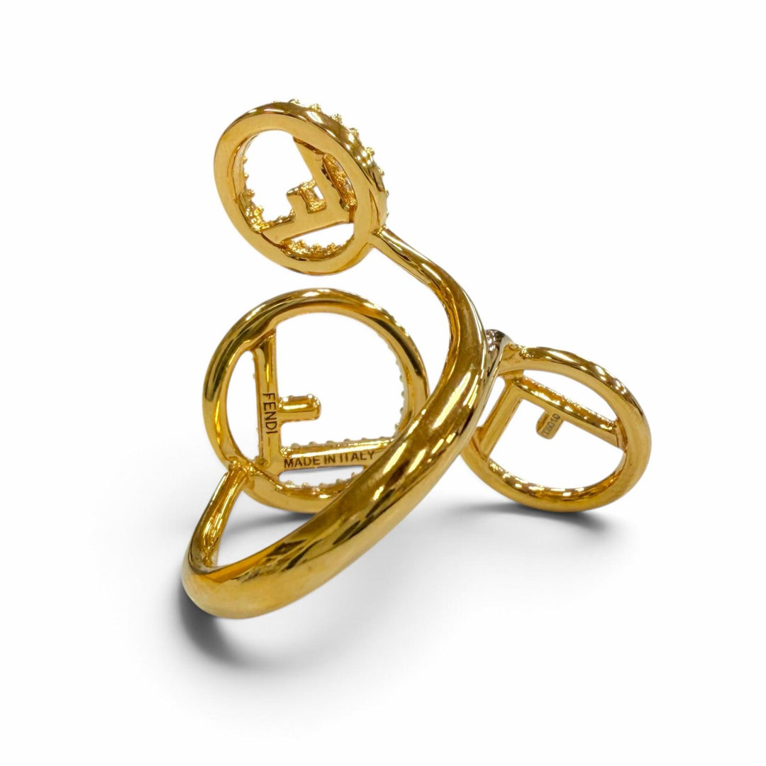 Excellent FENDI Ring ring F is Fendi gold Rhinestone Women S