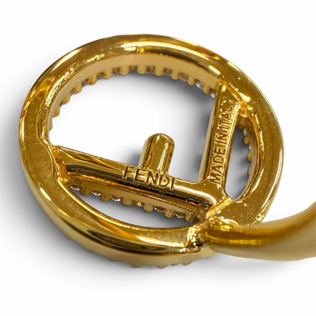 Excellent FENDI Ring ring F is Fendi gold Rhinestone Women S