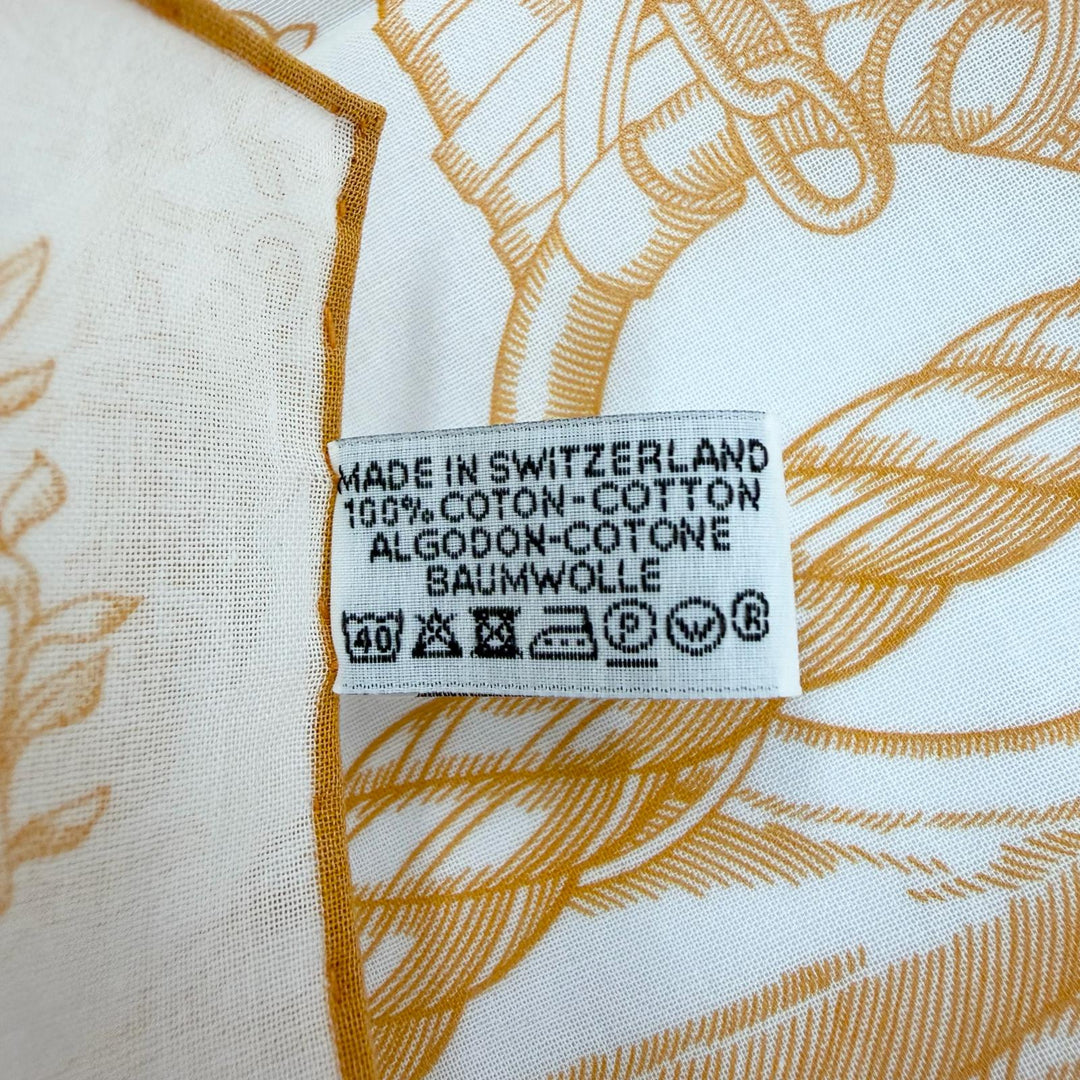 Excellent HERMES scarf Della Cavalleria Orange cotton Women