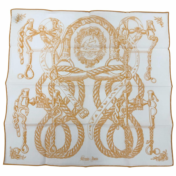 Excellent HERMES scarf Della Cavalleria Orange cotton Women