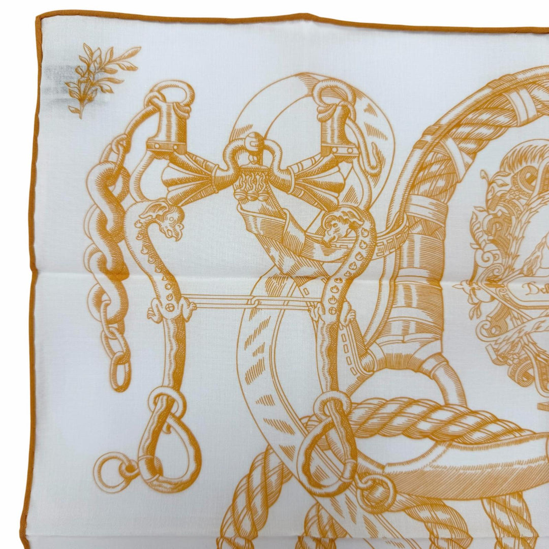 Excellent HERMES scarf Della Cavalleria Orange cotton Women