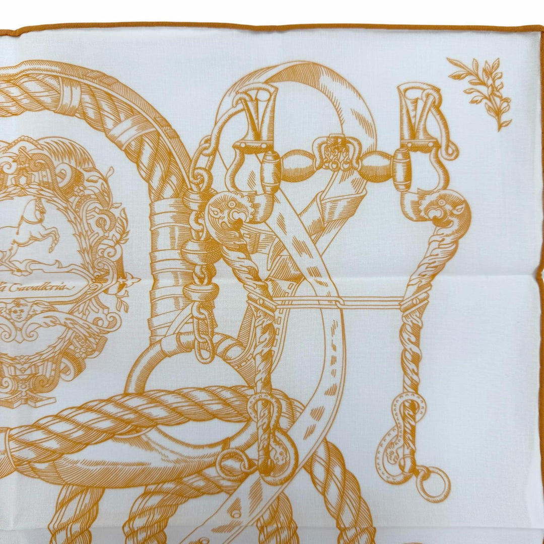 Excellent HERMES scarf Della Cavalleria Orange cotton Women