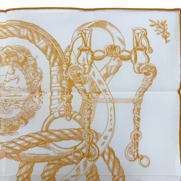 Excellent HERMES scarf Della Cavalleria Orange cotton Women