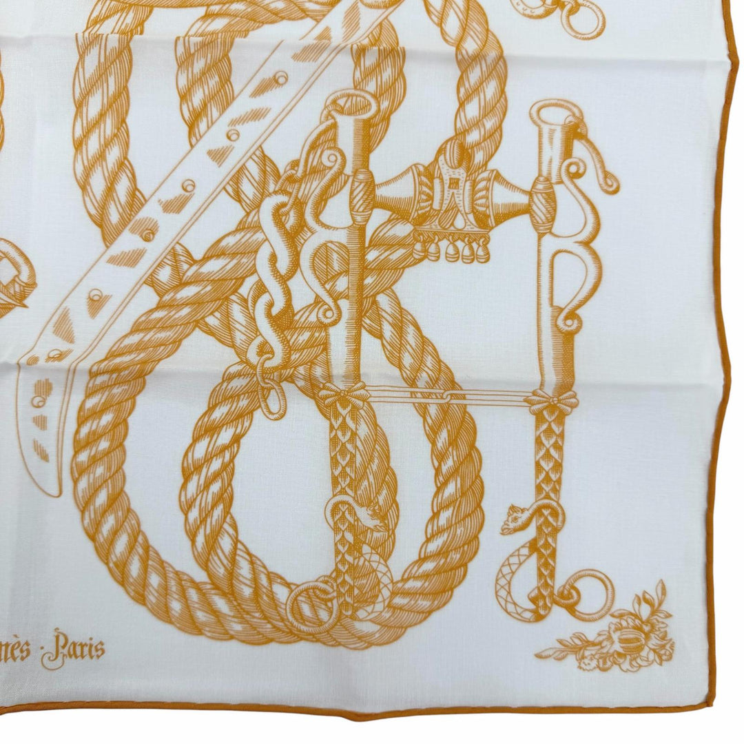 Excellent HERMES scarf Della Cavalleria Orange cotton Women