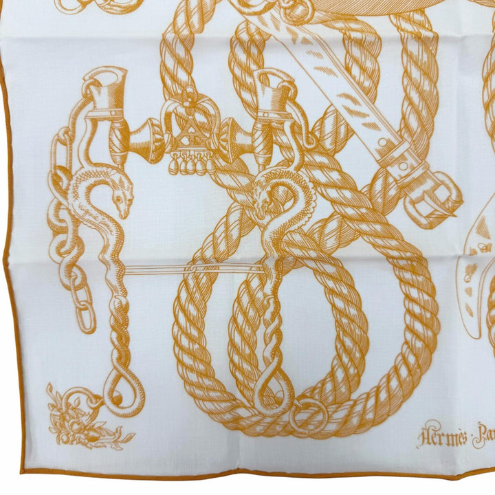 Excellent HERMES scarf Della Cavalleria Orange cotton Women
