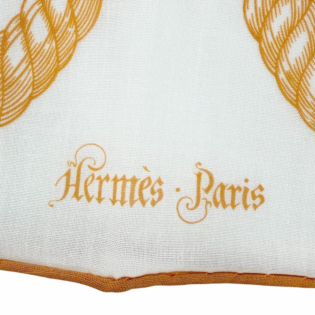 Excellent HERMES scarf Della Cavalleria Orange cotton Women