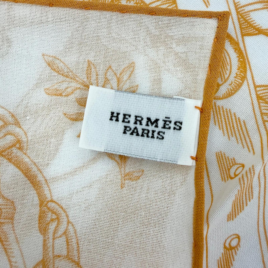 Excellent HERMES scarf Della Cavalleria Orange cotton Women
