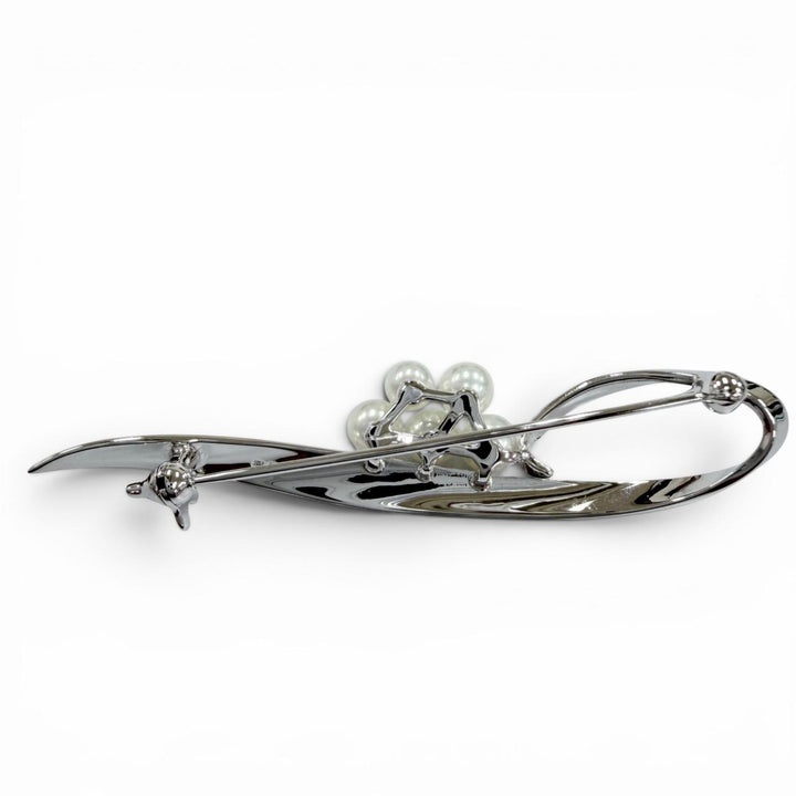 Excellent MIKIMOTO Brooch Akoya Pearl Baby Pearl Brooch Silver Pearl Women