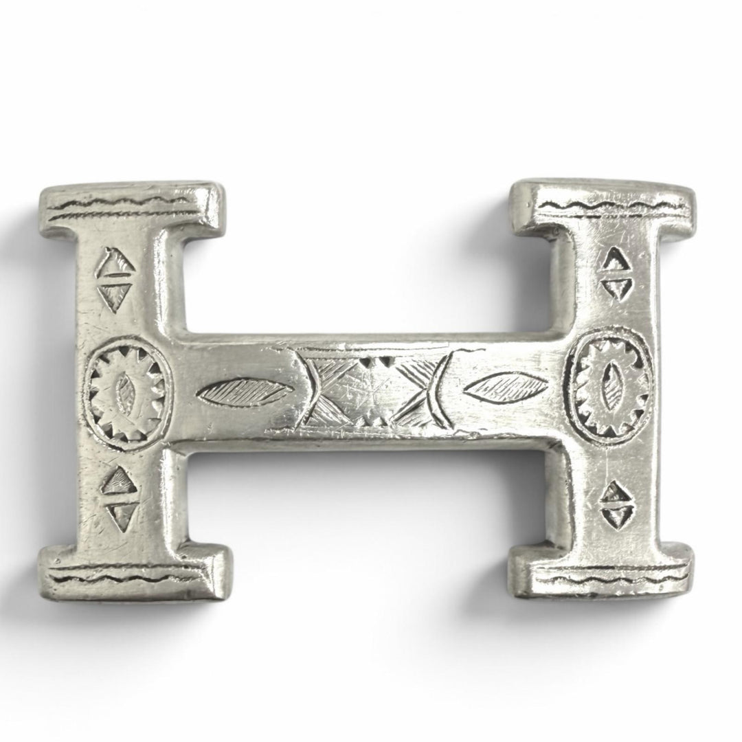 Great HERMES Touareg Hand-Engraved Design H Logo Belt Buckle
