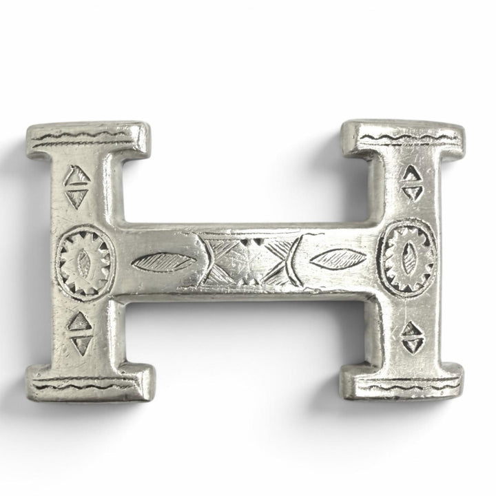 Great HERMES Touareg Hand-Engraved Design H Logo Belt Buckle