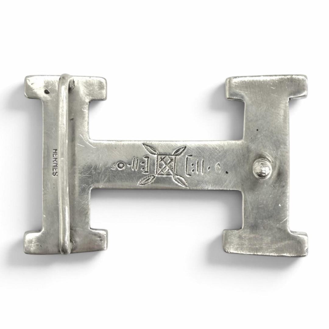 Great HERMES Touareg Hand-Engraved Design H Logo Belt Buckle