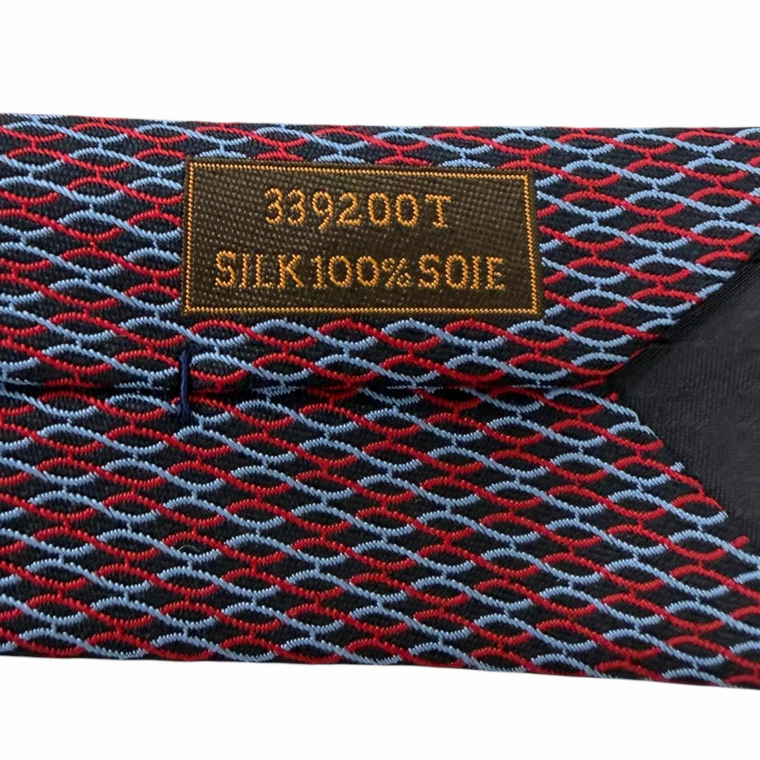 Excellent HERMES tie H logo total pattern Red silk mens 339200T