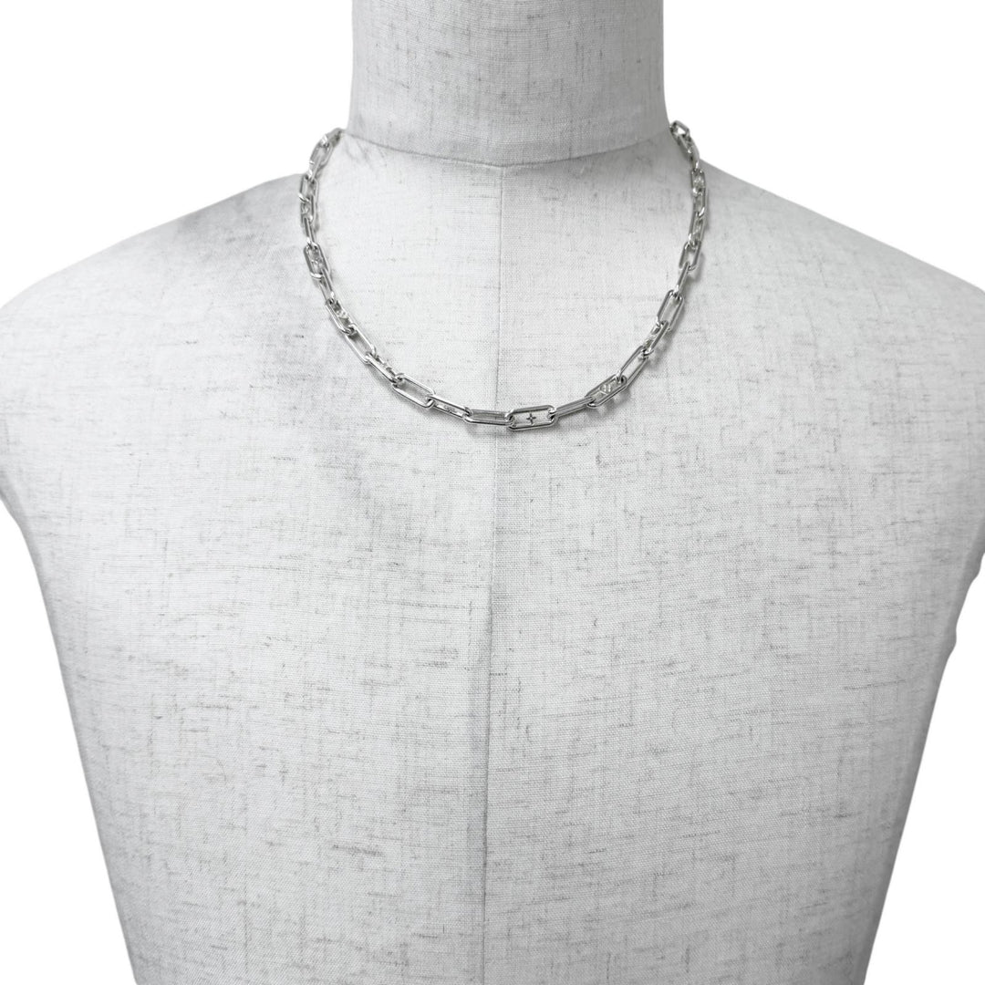 Great LOUIS VUITTON Necklace Sleek Monogram Silver AG925