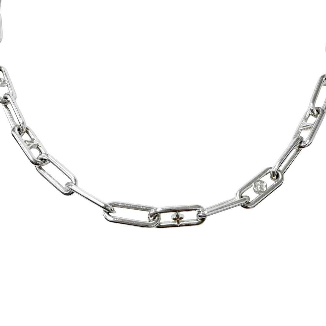 Great LOUIS VUITTON Necklace Sleek Monogram Silver AG925