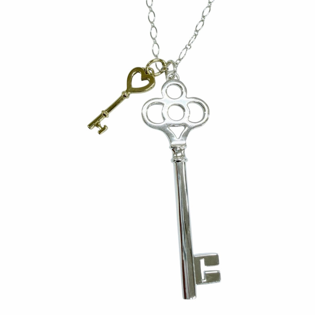 Excellent TIFFANY&Co. Necklace Crown Key Heart Key Silver 925 Women