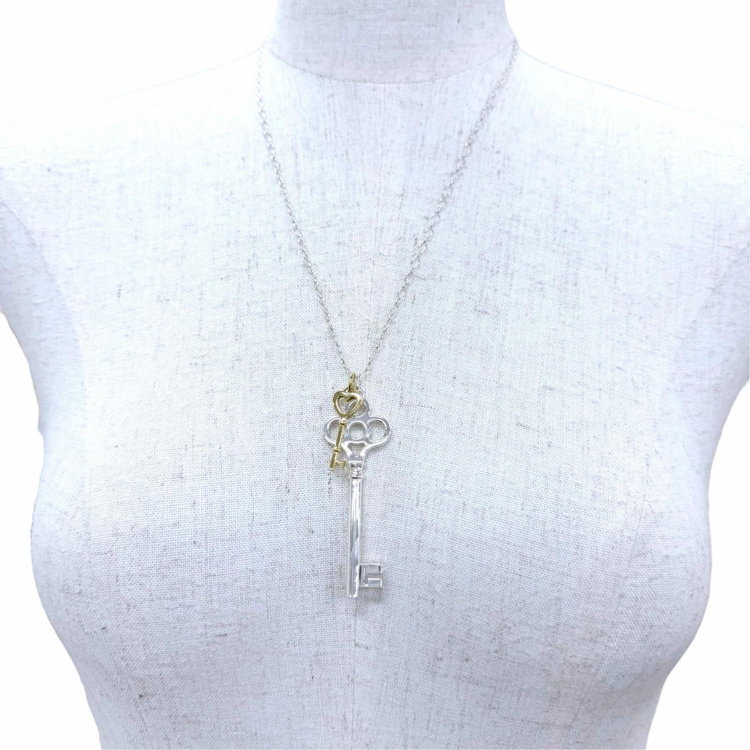 Excellent TIFFANY&Co. Necklace Crown Key Heart Key Silver 925 Women