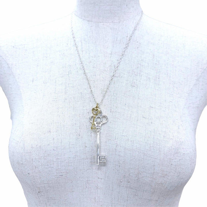 Excellent TIFFANY&Co. Necklace Crown Key Heart Key Silver 925 Women