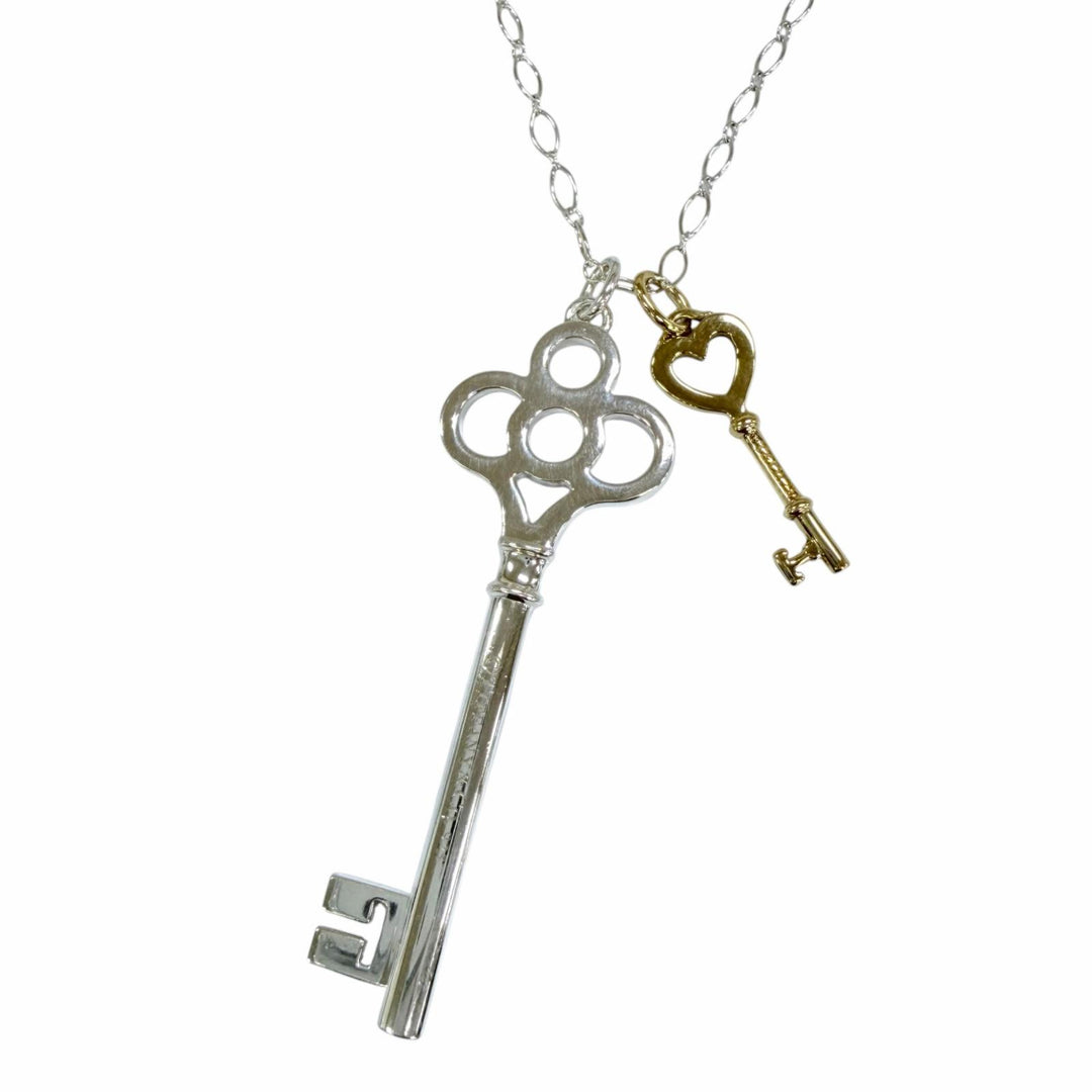 Excellent TIFFANY&Co. Necklace Crown Key Heart Key Silver 925 Women