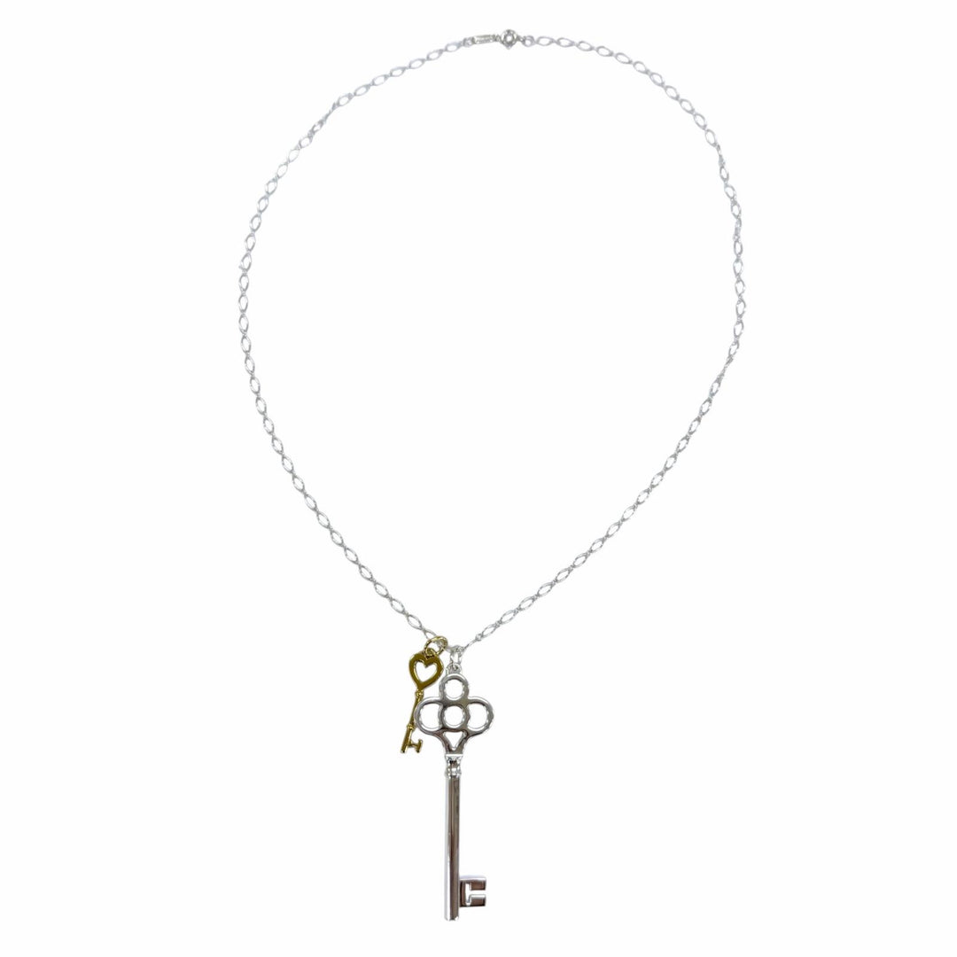 Excellent TIFFANY&Co. Necklace Crown Key Heart Key Silver 925 Women