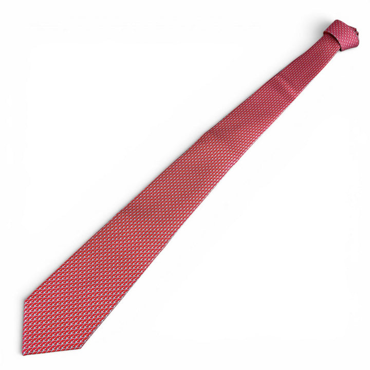Excellent HERMES tie Ski pattern Red silk mens 645968
