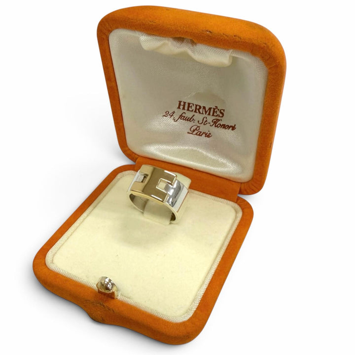 Excellent HERMES Ring ring New Hercules H Logo Silver SV925 mens 50