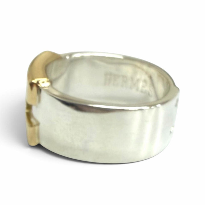 Excellent HERMES Ring ring New Hercules H Logo Silver SV925 mens 50