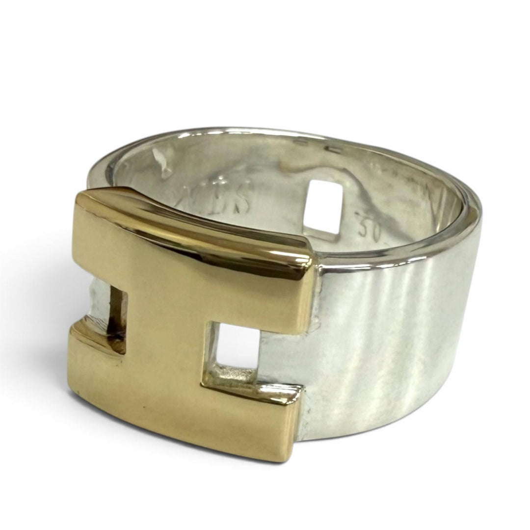 Excellent HERMES Ring ring New Hercules H Logo Silver SV925 mens 50